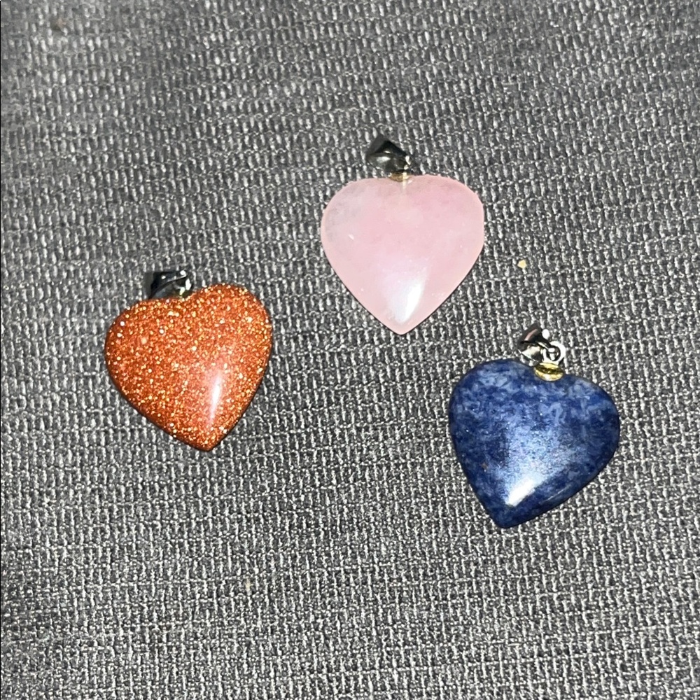 Heart-Shaped Pendant Set - Pink, Blue, and Orange